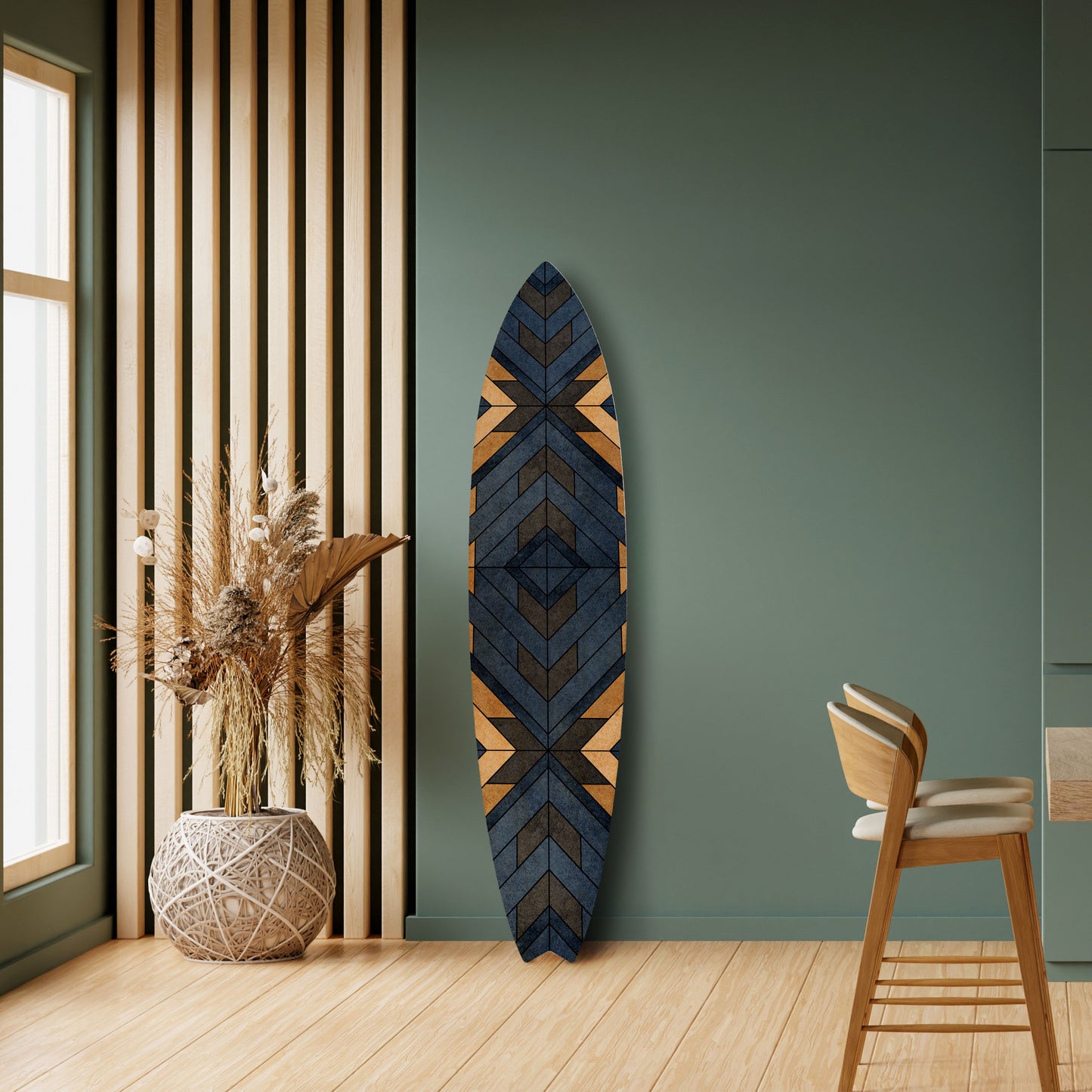 CRAFTY GEOMETRY Decorative Plywood Surfboard
