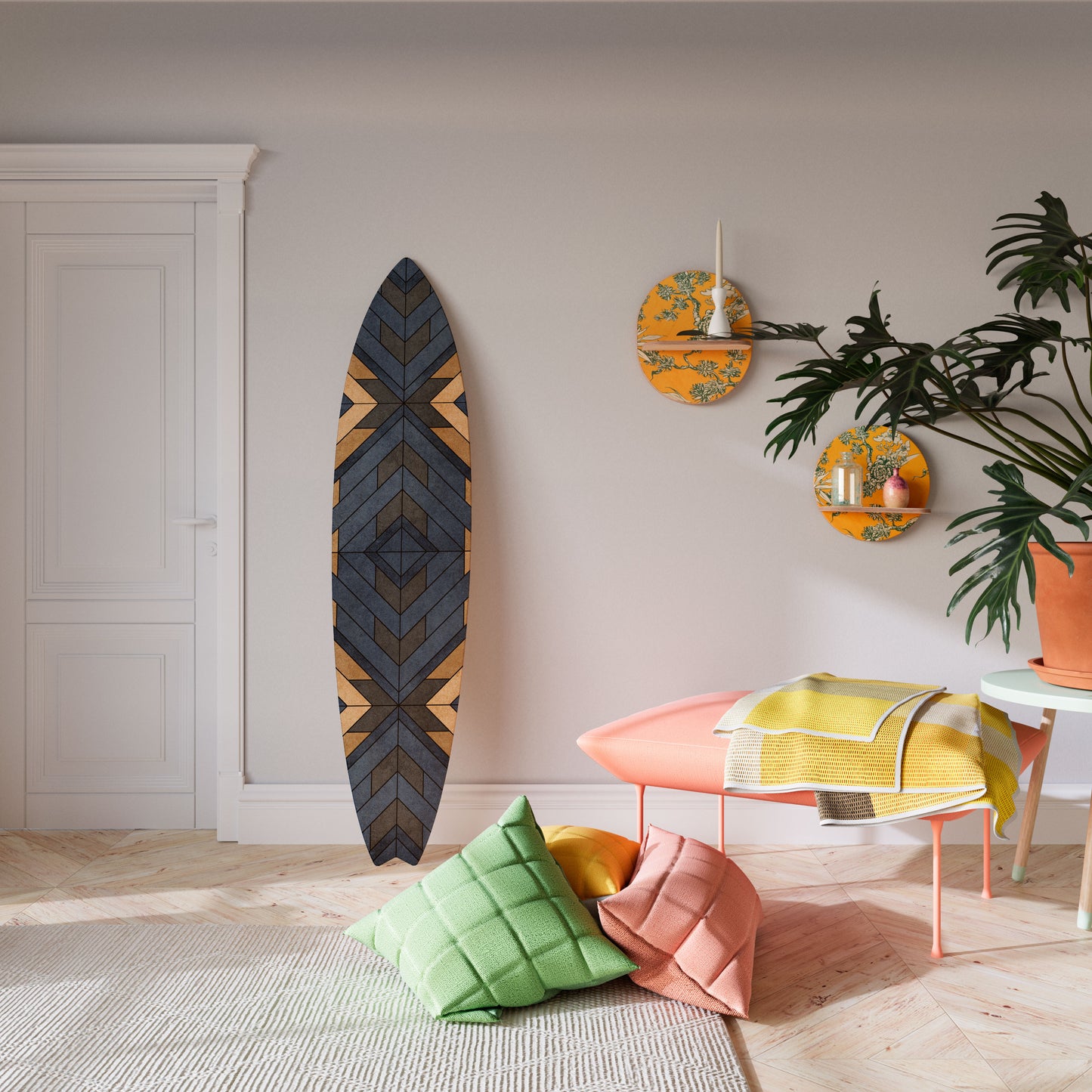 CRAFTY GEOMETRY Decorative Plywood Surfboard