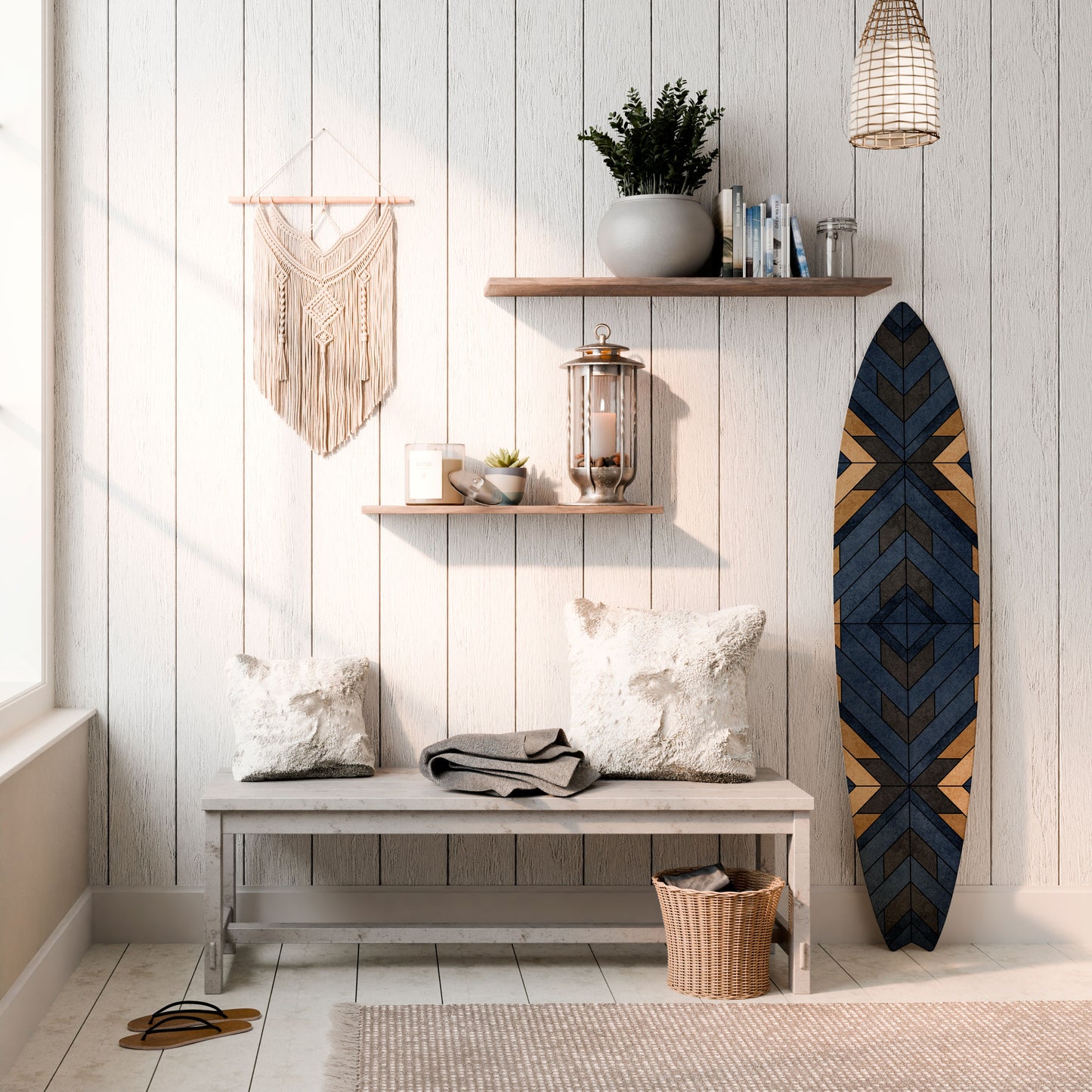 CRAFTY GEOMETRY Decorative Plywood Surfboard