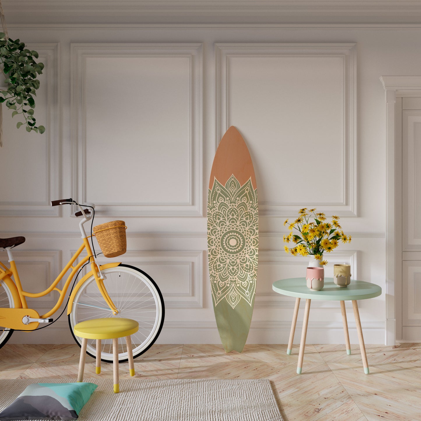 MANDALA WAVE DANCE Decorative Plywood Surfboard