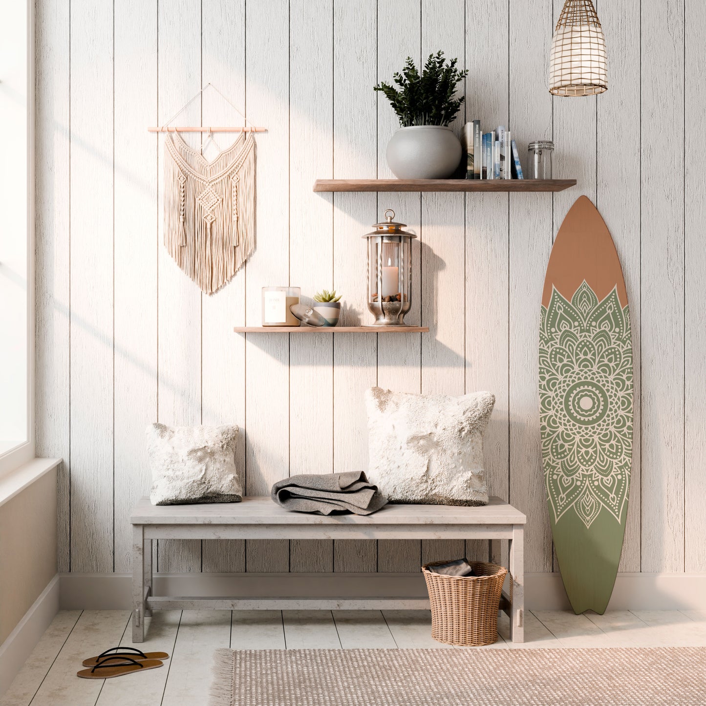 MANDALA WAVE DANCE Decorative Plywood Surfboard