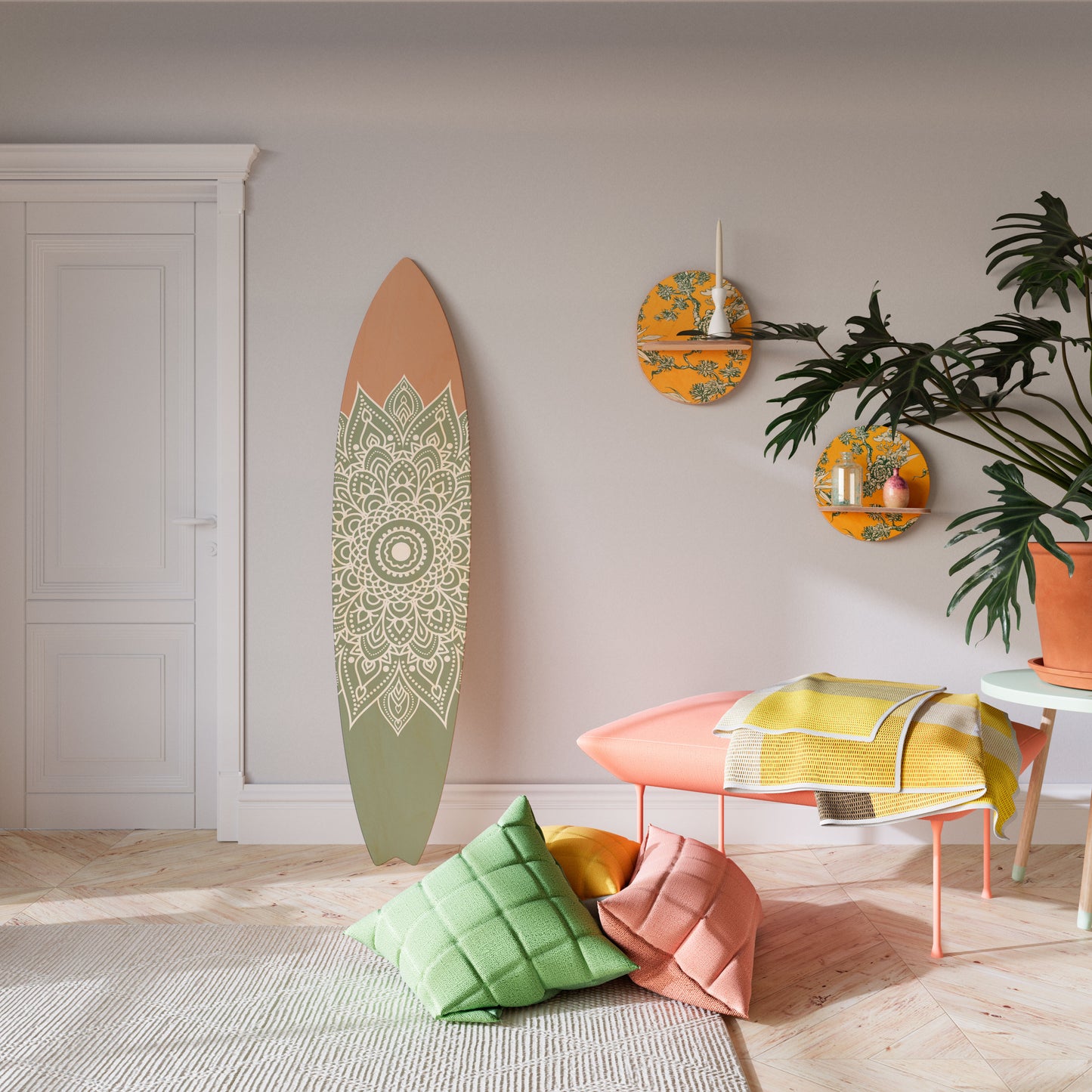 MANDALA WAVE DANCE Decorative Plywood Surfboard