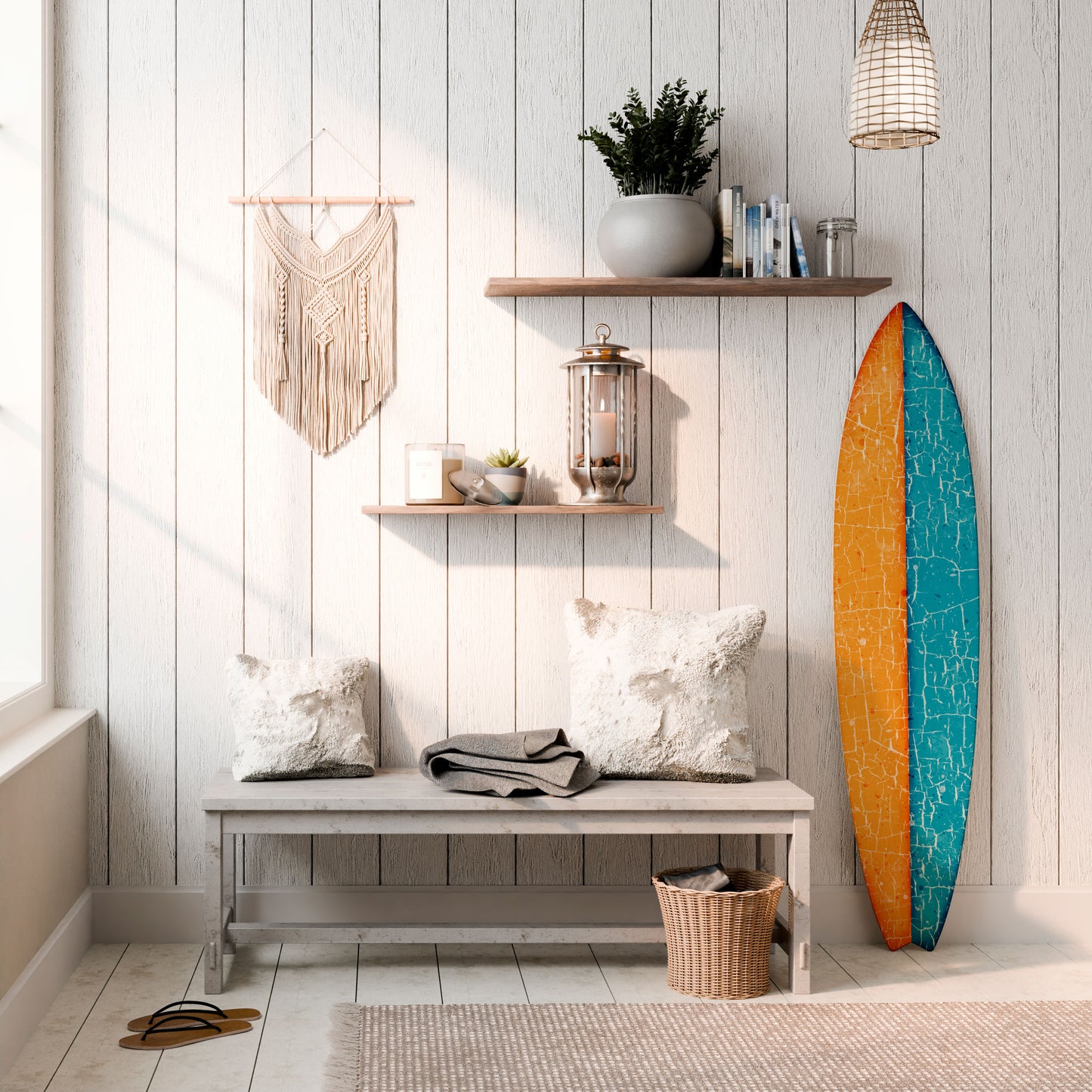 RUSTIC SHORE Tavola da surf decorativa in compensato