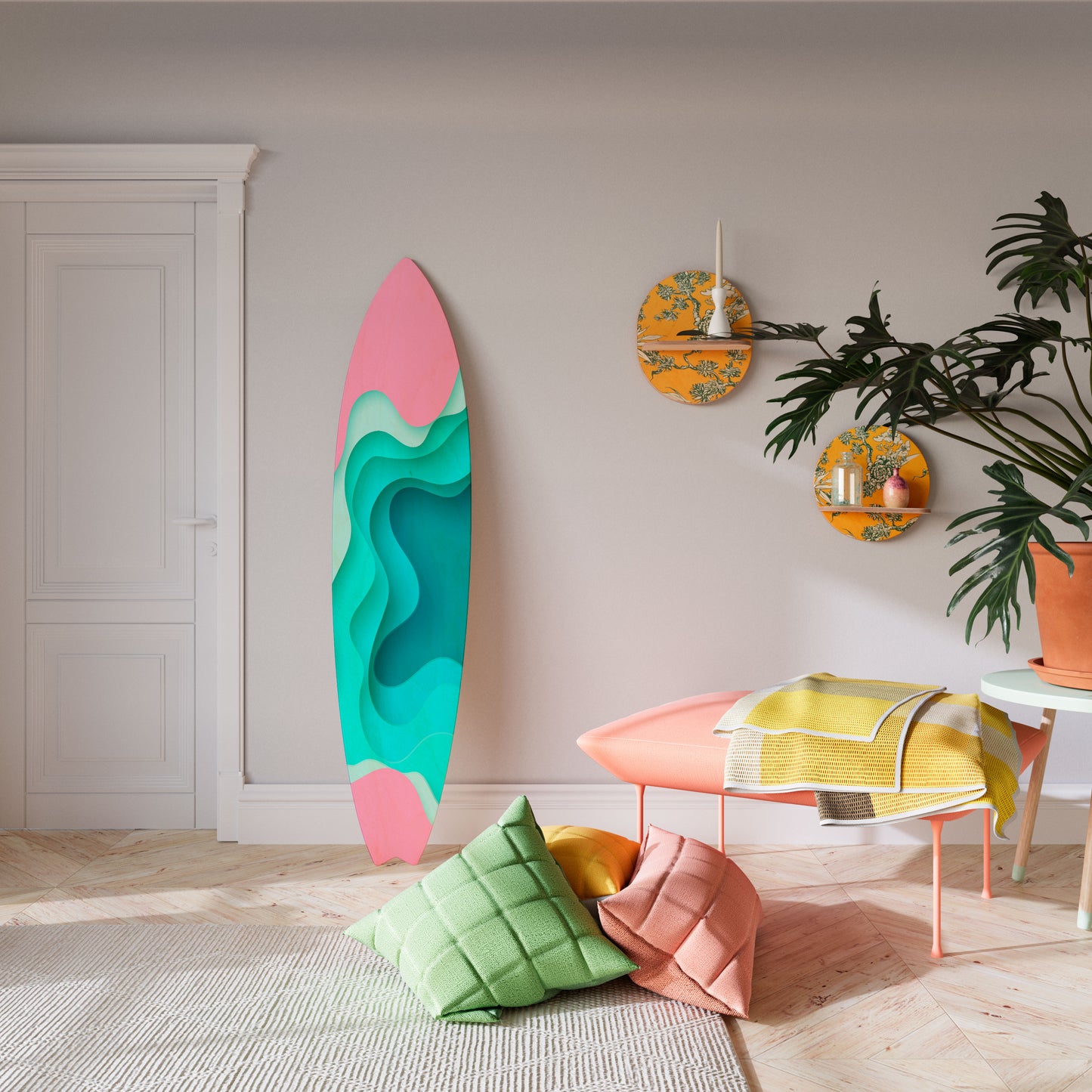 CYANIC ABYSS Decorative Plywood Surfboard