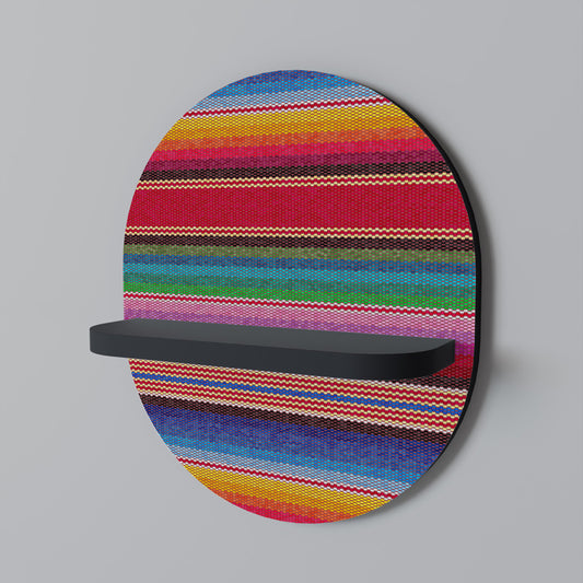 ETHNIC MEXICAN Oval Art Shelf In Black Finish