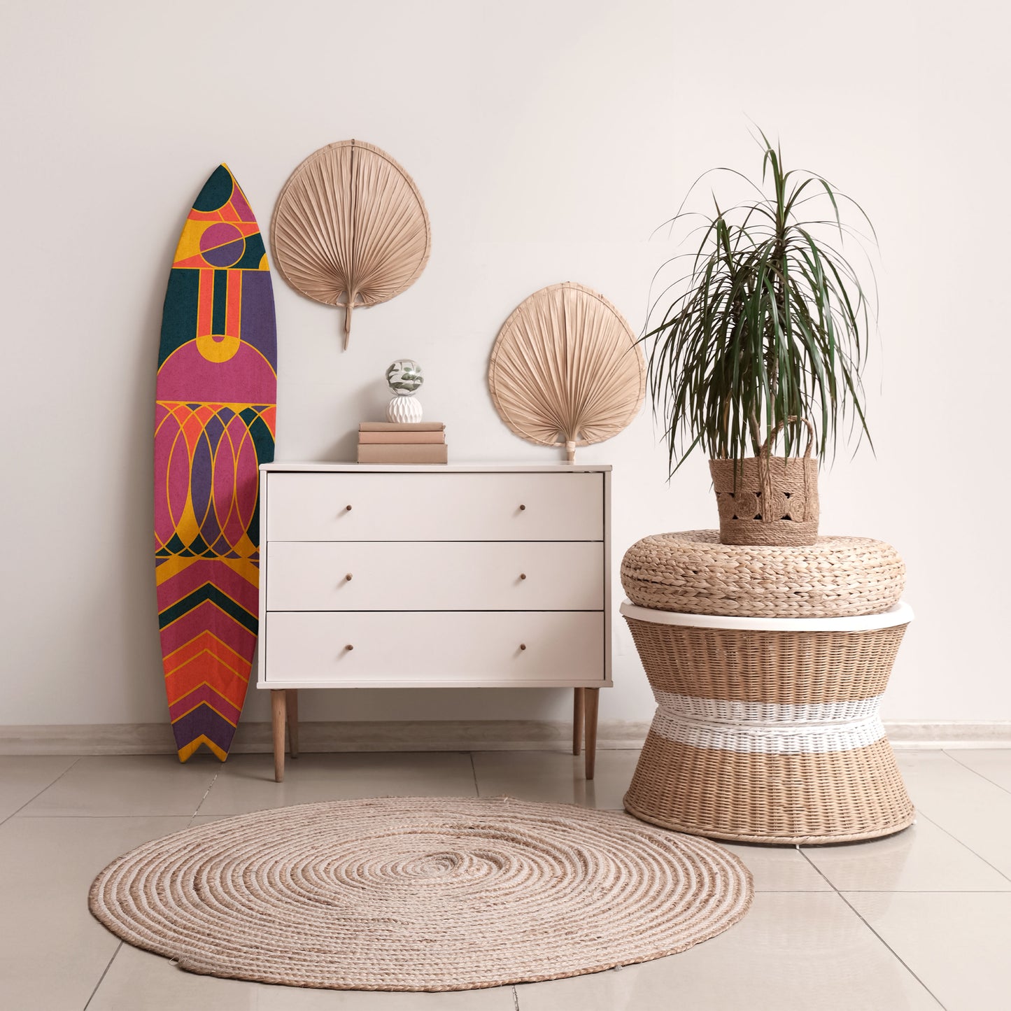 ELECTRIC PATTERNS Decorative Plywood Surfboard