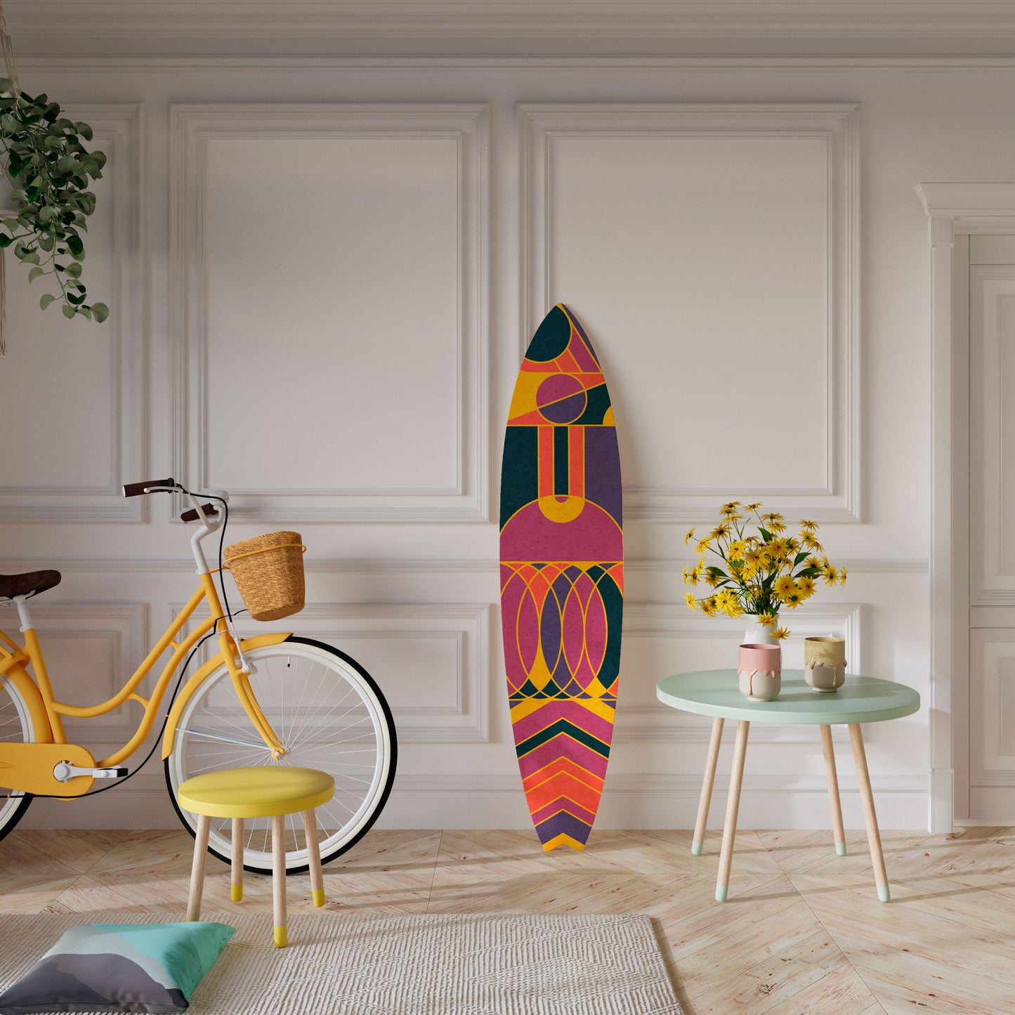 ELECTRIC PATTERNS Decorative Plywood Surfboard