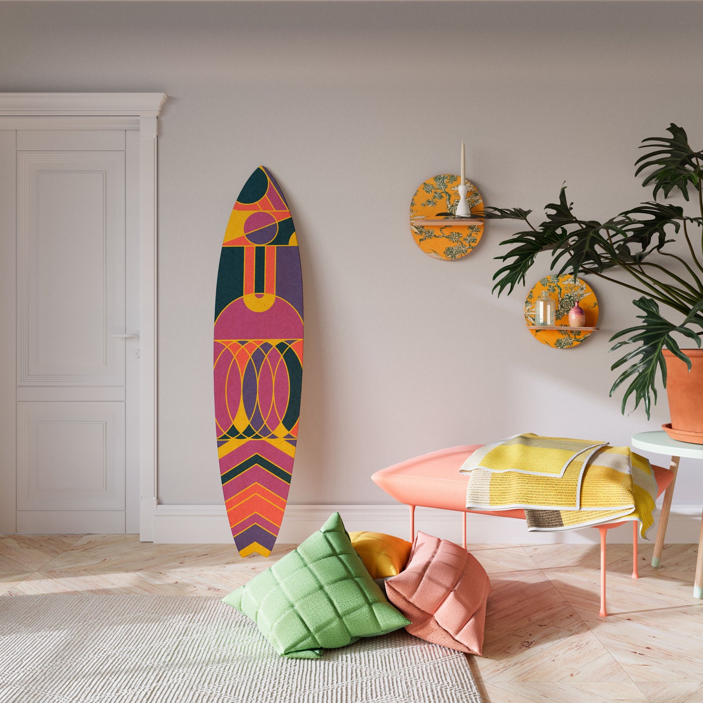 ELECTRIC PATTERNS Decorative Plywood Surfboard
