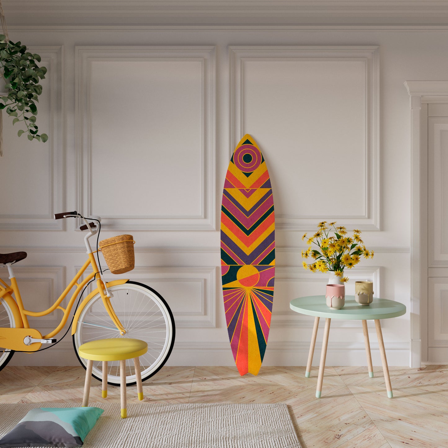 ECHO PATTERNS Decorative Plywood Surfboard