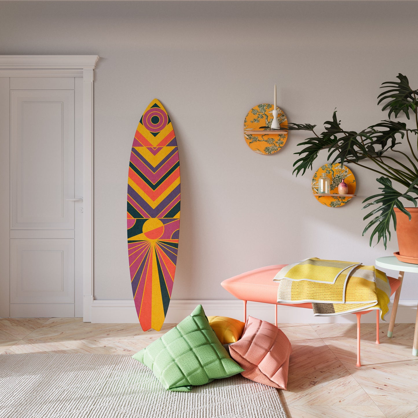 ECHO PATTERNS Decorative Plywood Surfboard