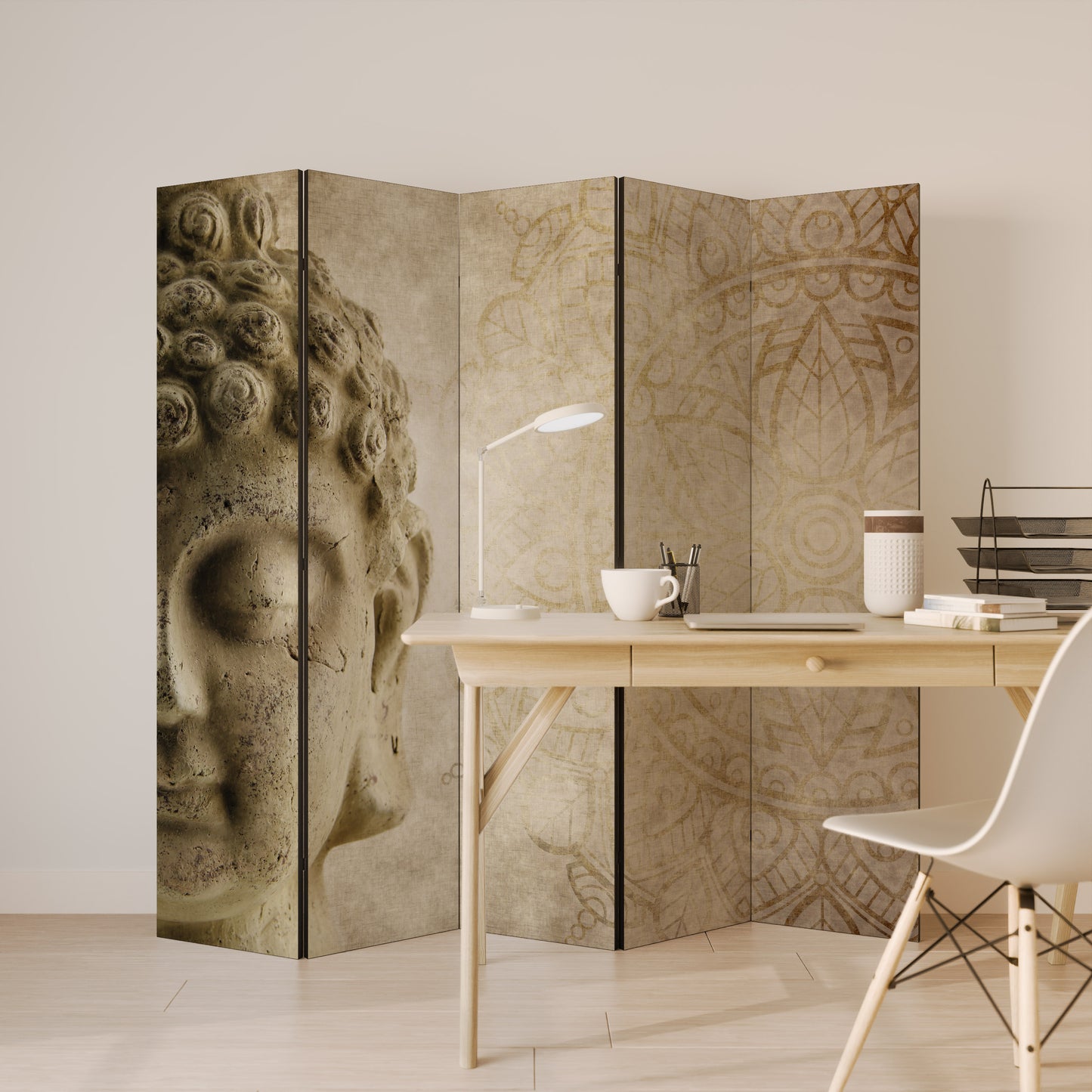 SCENA DI MEDITAZIONE MISTICA Divisorio decorativo per ambienti a 5 pannelli