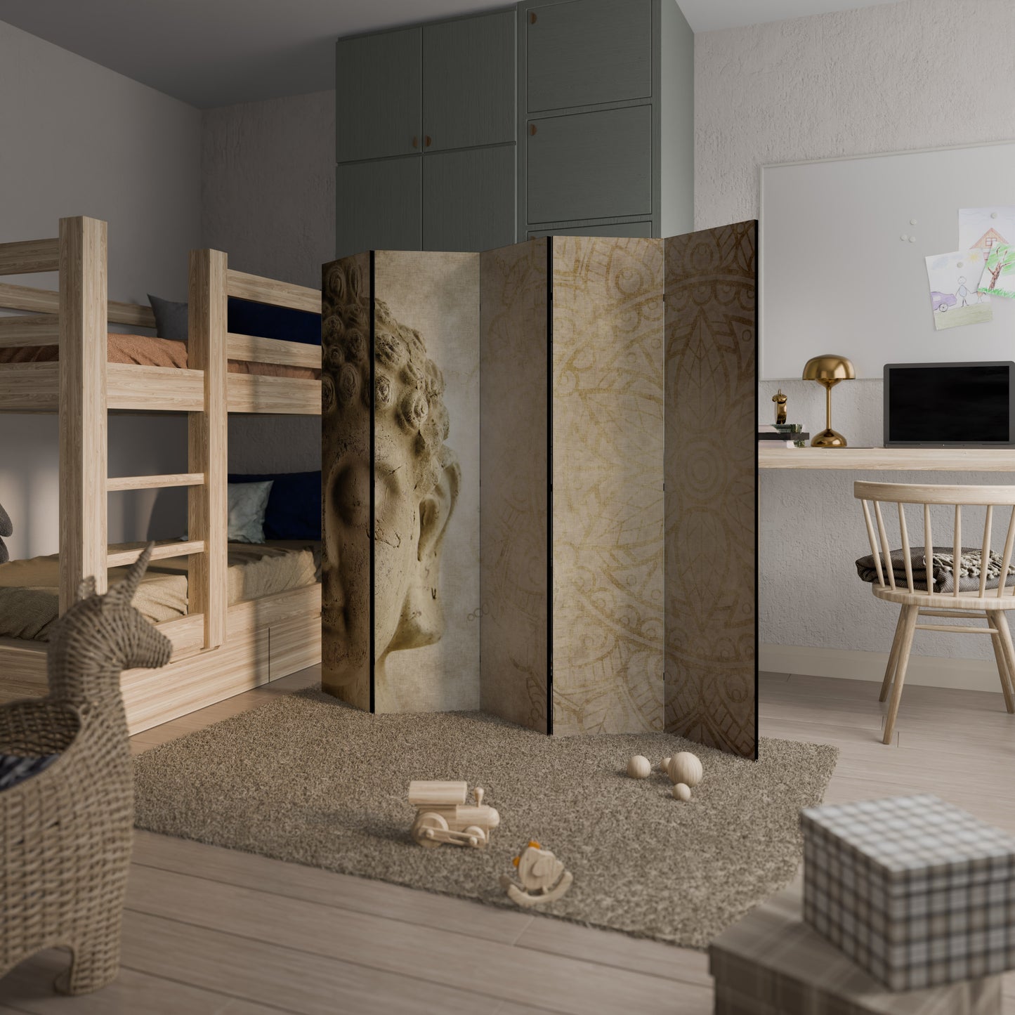 SCENA DI MEDITAZIONE MISTICA Divisorio decorativo per ambienti a 5 pannelli