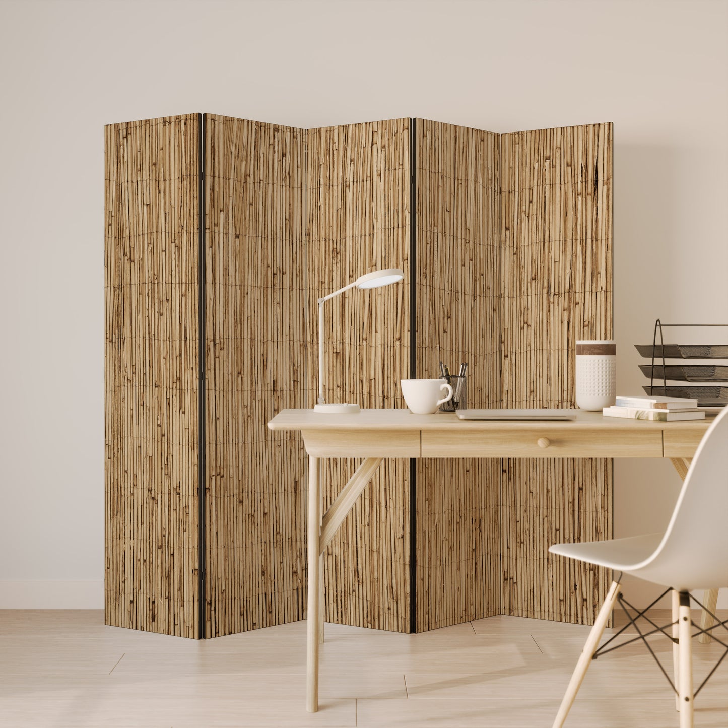 STRAW BOUND DELIGHT Divisorio decorativo per ambienti a 5 pannelli