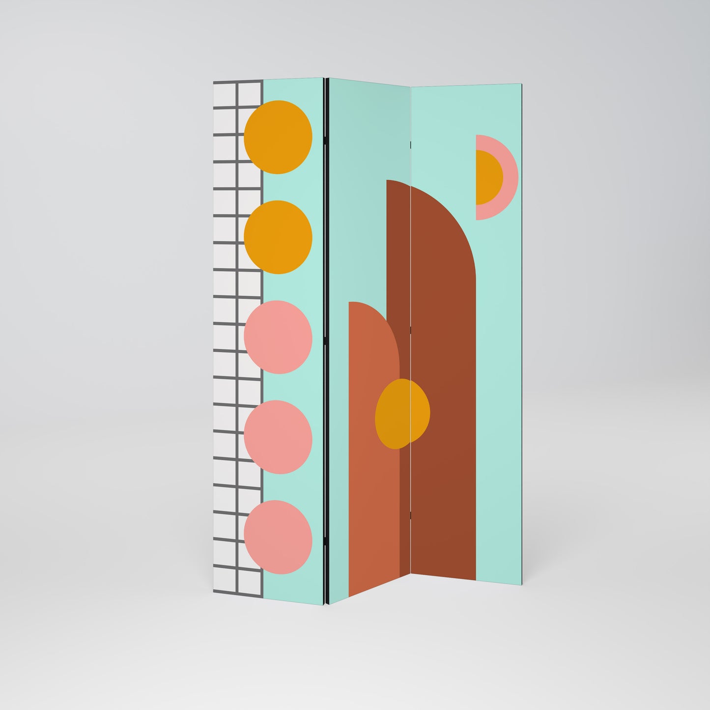Divisorio decorativo per ambienti RETRO GRID a 3 pannelli
