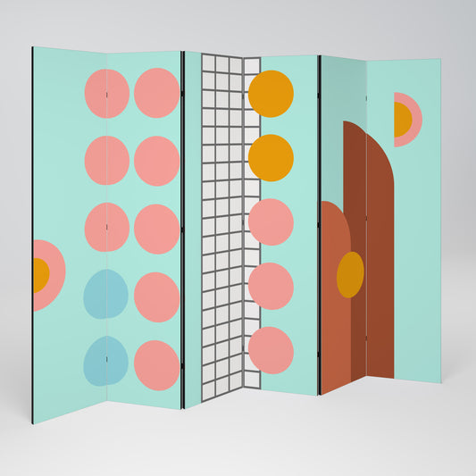 Divisorio decorativo per ambienti RETRO GRID a 6 pannelli