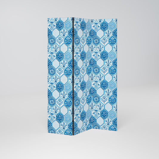 Divisorio decorativo per ambienti a 3 pannelli AQUATIC HEXAGON DREAM