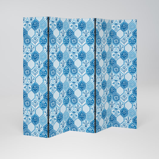 Divisorio decorativo per ambienti a 5 pannelli AQUATIC HEXAGON DREAM
