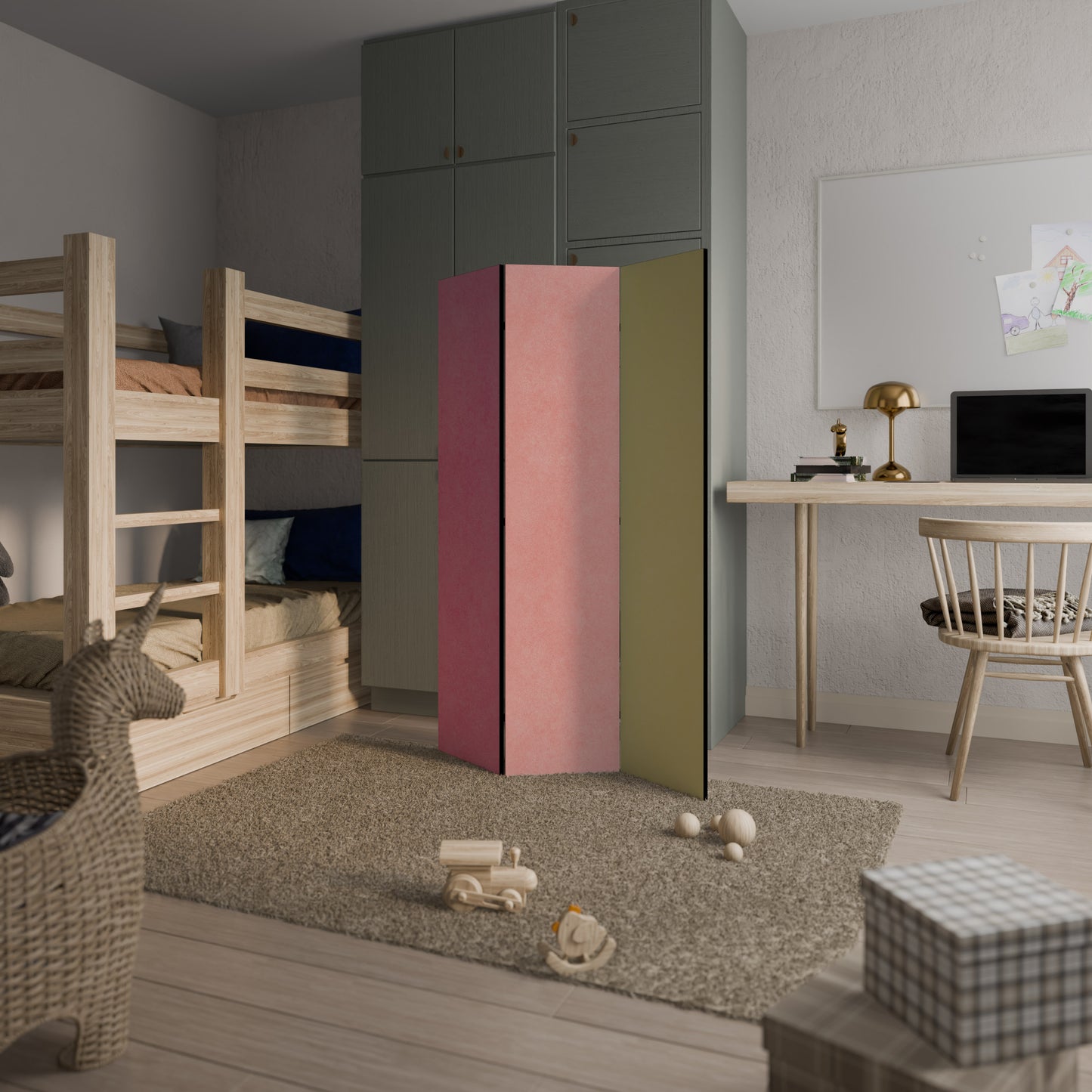 COME UNA TENDA A RULLO Divisorio decorativo per ambienti a 3 pannelli