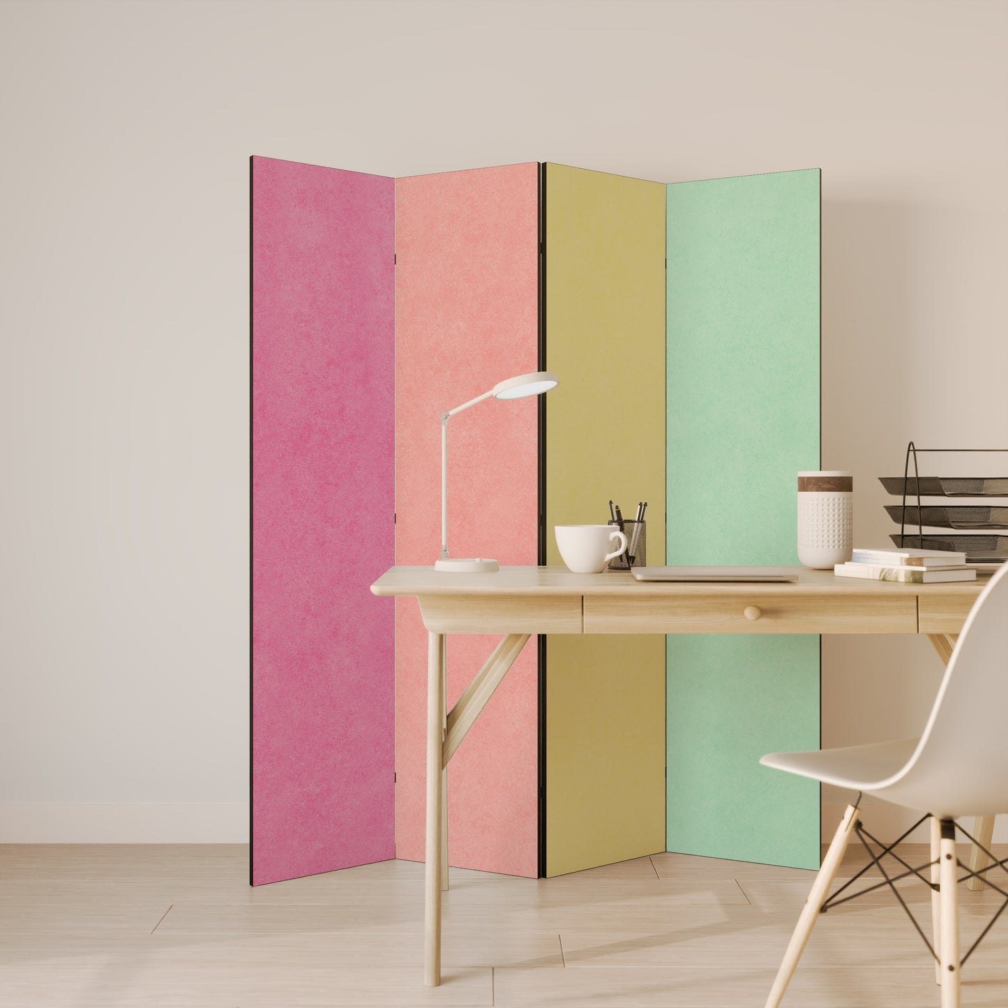 COME UNA TENDA A RULLO Divisorio decorativo per ambienti a 4 pannelli