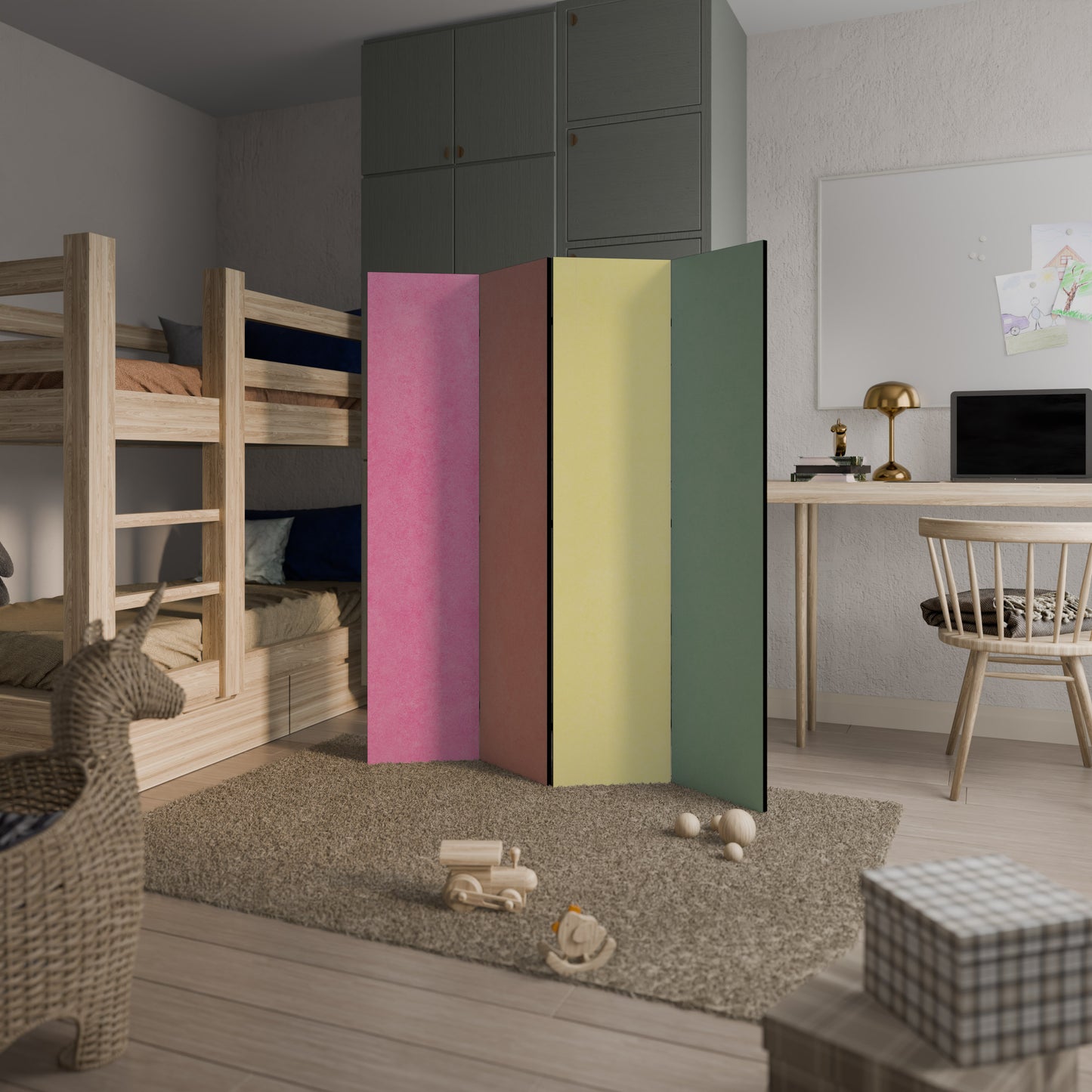 COME UNA TENDA A RULLO Divisorio decorativo per ambienti a 4 pannelli