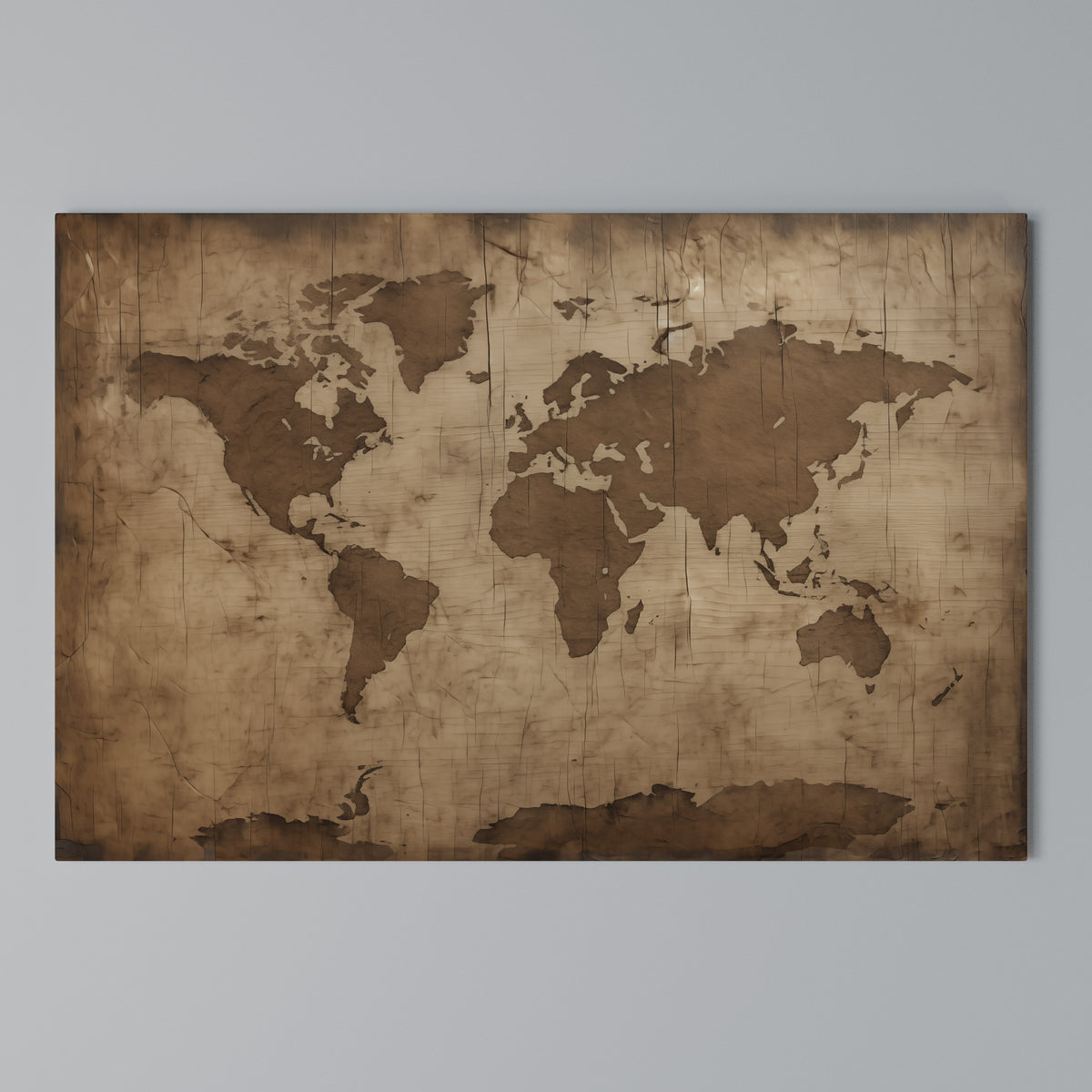 AGED WORLD MAP Stampa su tela orizzontale
