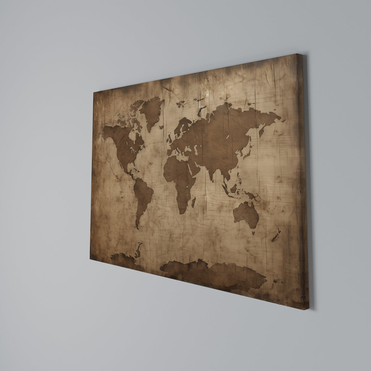 AGED WORLD MAP Stampa su tela orizzontale