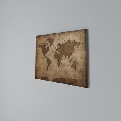 AGED WORLD MAP Stampa su tela orizzontale