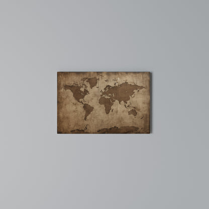 AGED WORLD MAP Stampa su tela orizzontale