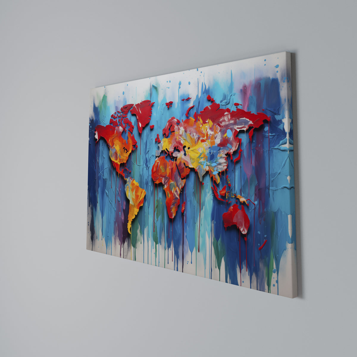 COLORFUL WORLD MAP Stampa su tela orizzontale