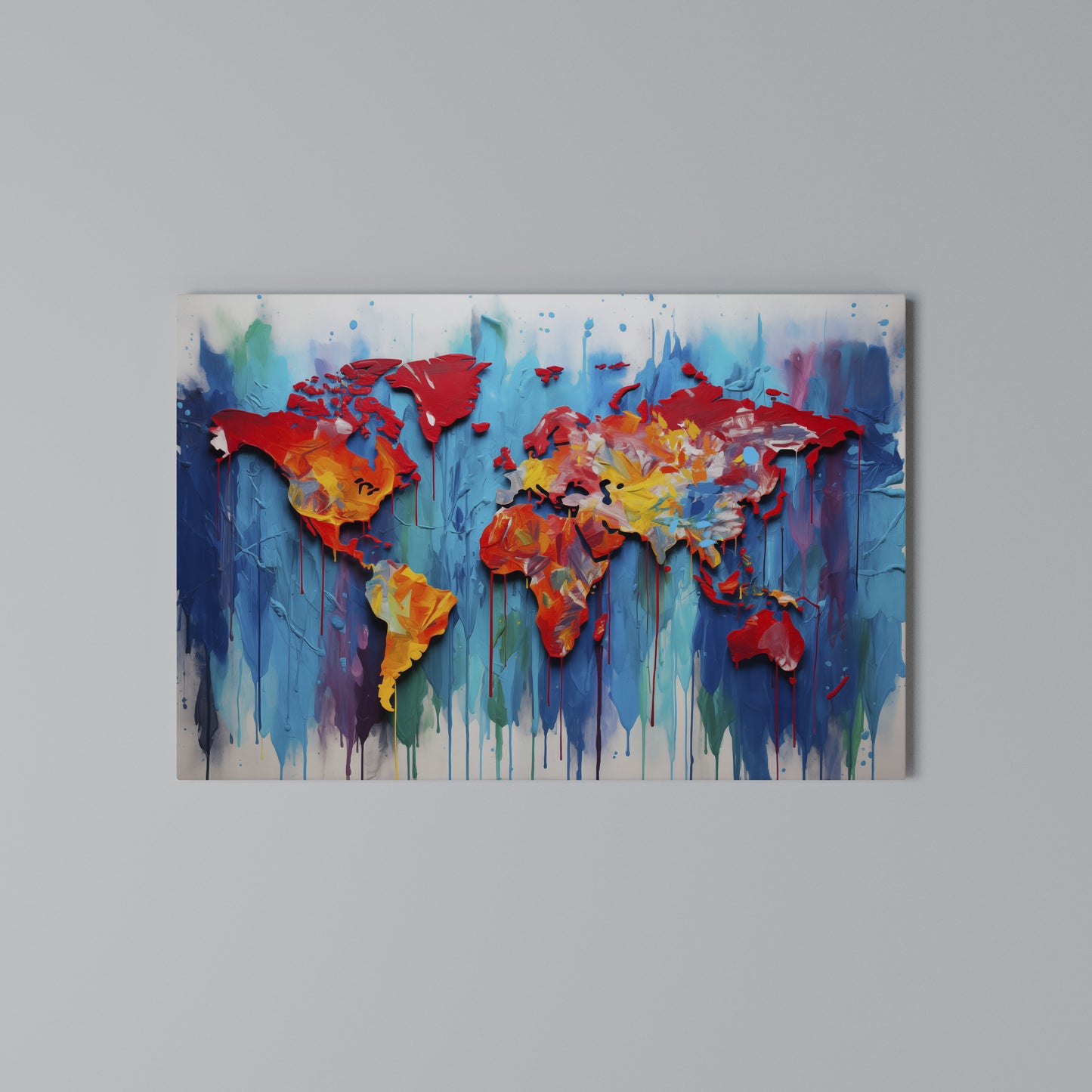 COLORFUL WORLD MAP Stampa su tela orizzontale