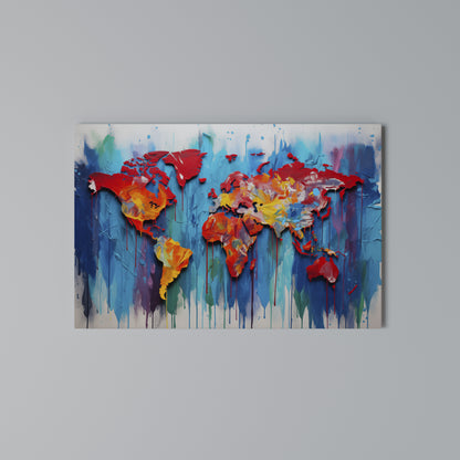 COLORFUL WORLD MAP Stampa su tela orizzontale
