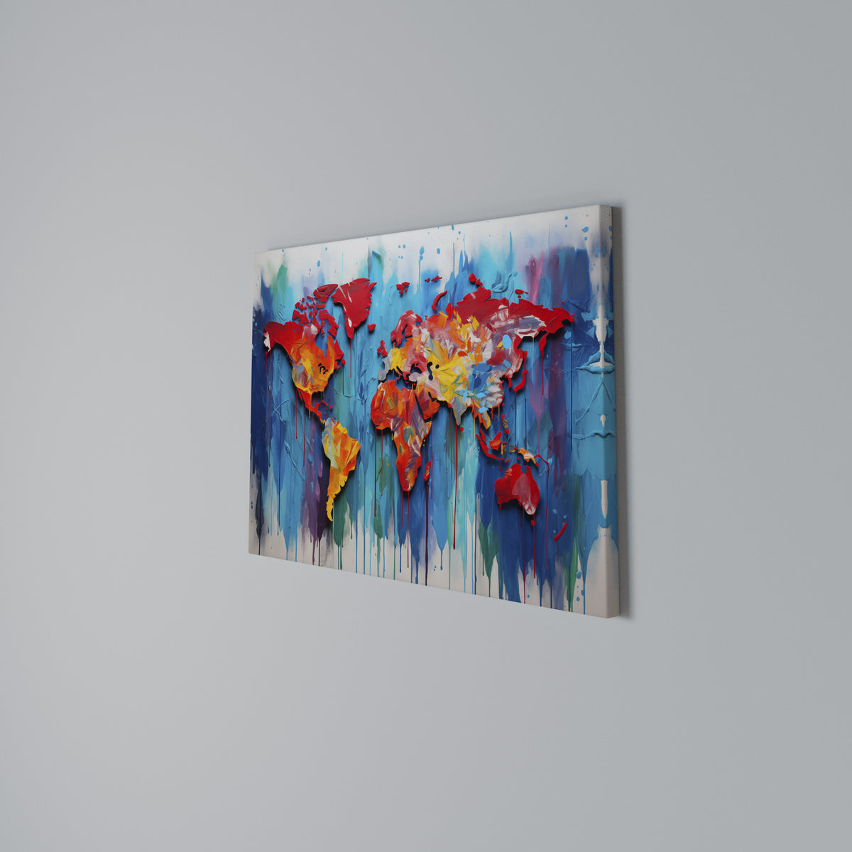 COLORFUL WORLD MAP Stampa su tela orizzontale