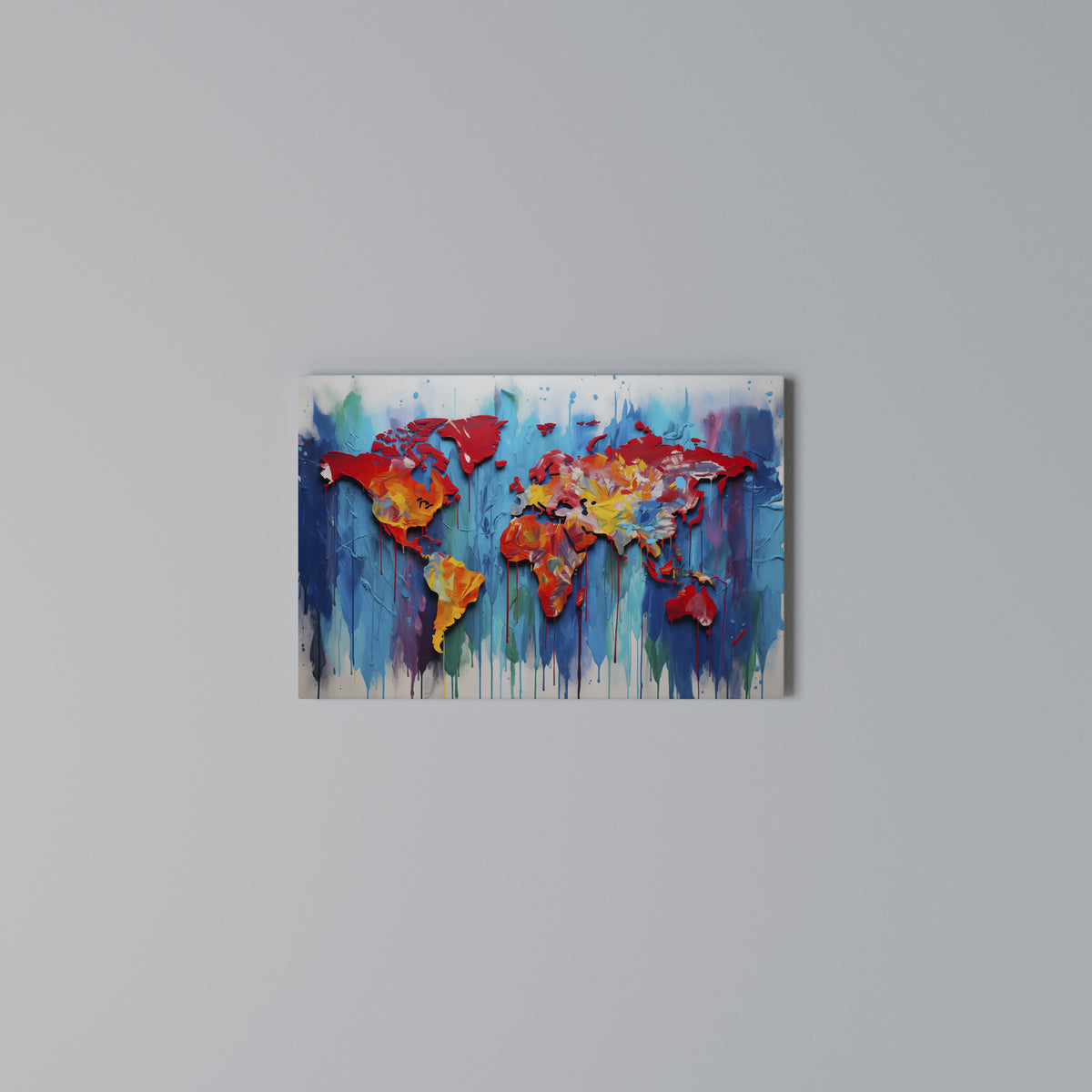 COLORFUL WORLD MAP Stampa su tela orizzontale