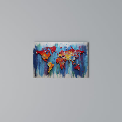 COLORFUL WORLD MAP Stampa su tela orizzontale