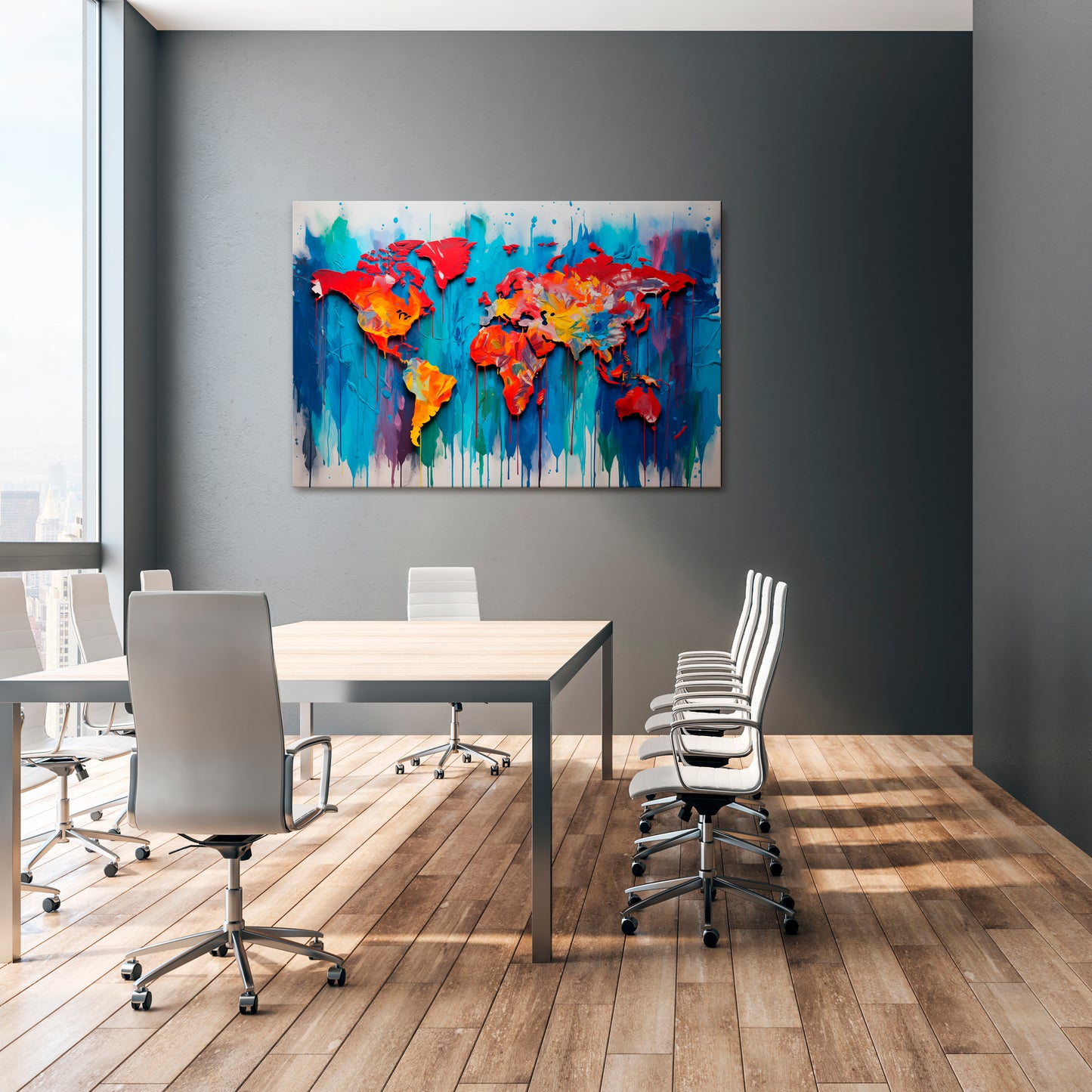 COLORFUL WORLD MAP Stampa su tela orizzontale