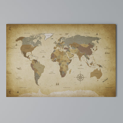 ANCIENT VOYAGER'S MAP Stampa su tela orizzontale