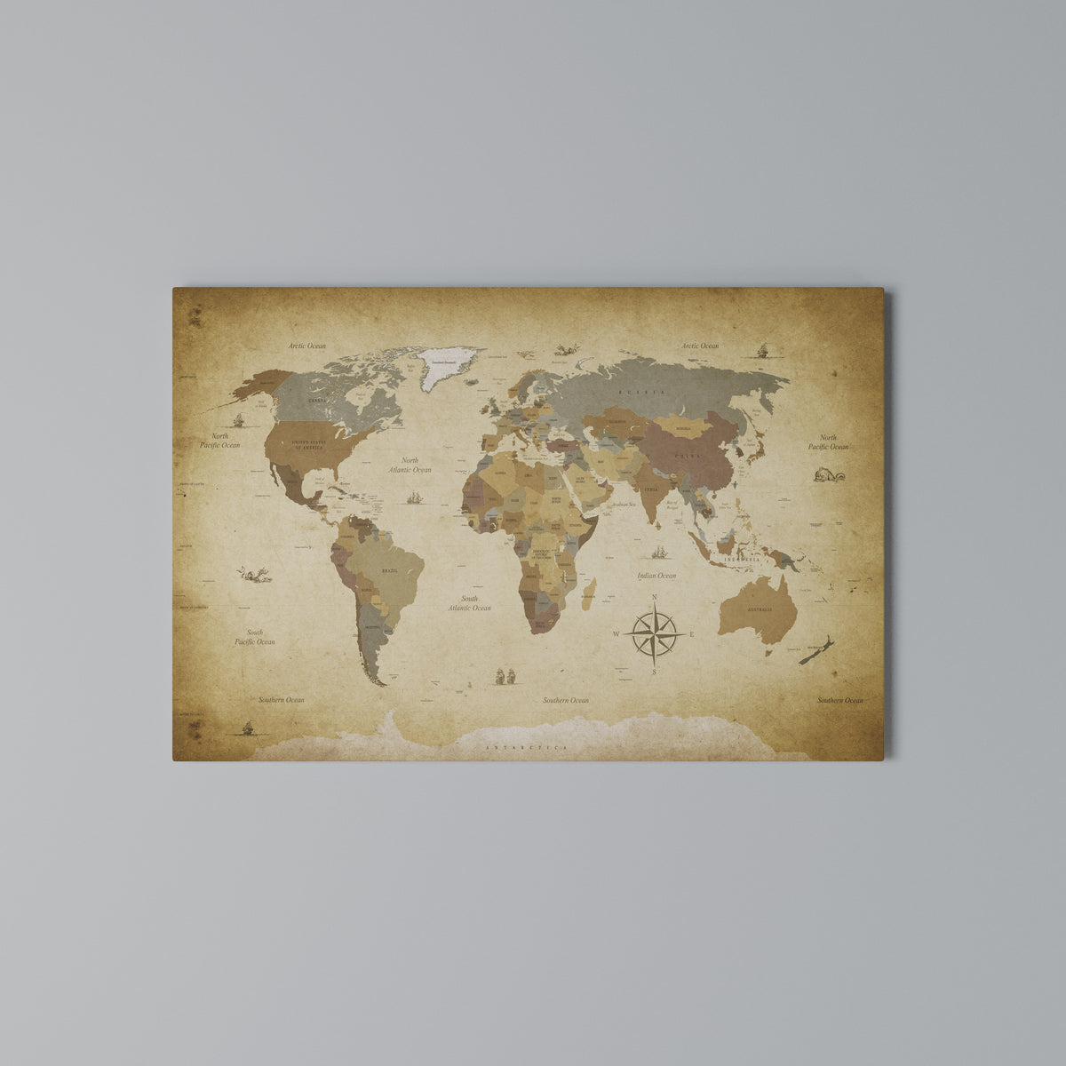 ANCIENT VOYAGER'S MAP Stampa su tela orizzontale