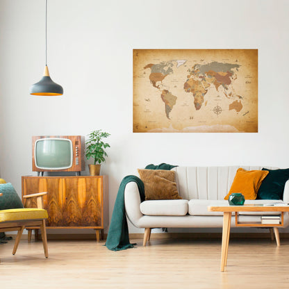 Poster orizzontale staccabile e attaccabile della mappa dell'antico viaggiatore