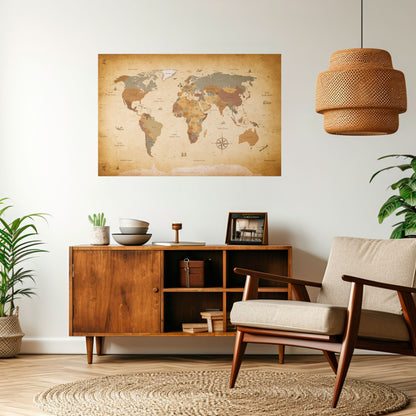 Poster orizzontale staccabile e attaccabile della mappa dell'antico viaggiatore