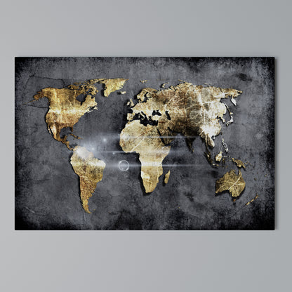 SHIMMERING EARTH MAP Stampa su tela orizzontale
