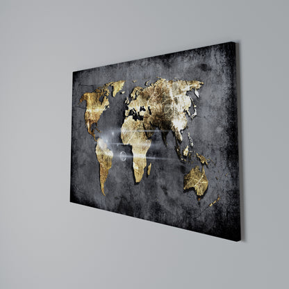 SHIMMERING EARTH MAP Stampa su tela orizzontale
