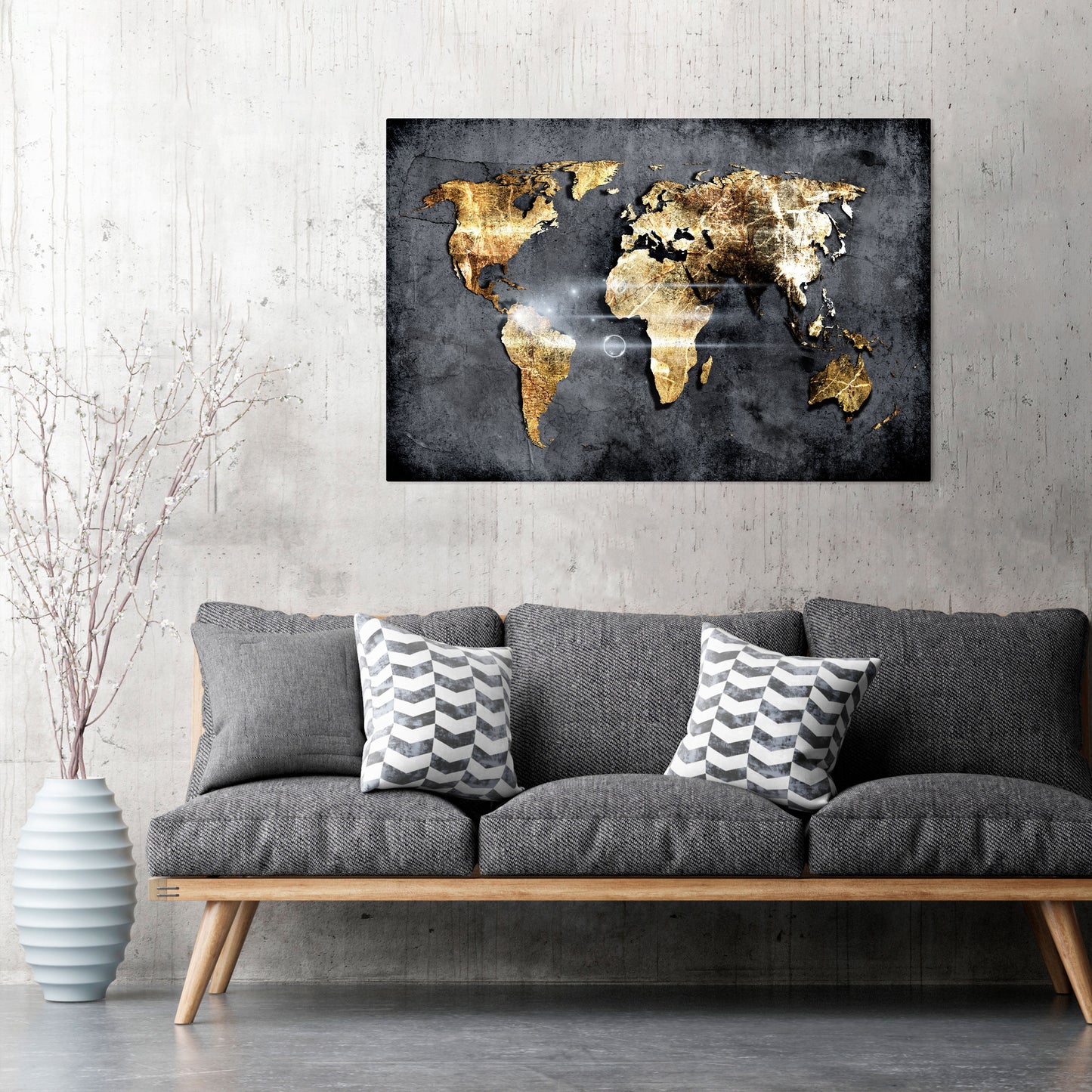 SHIMMERING EARTH MAP Stampa su tela orizzontale