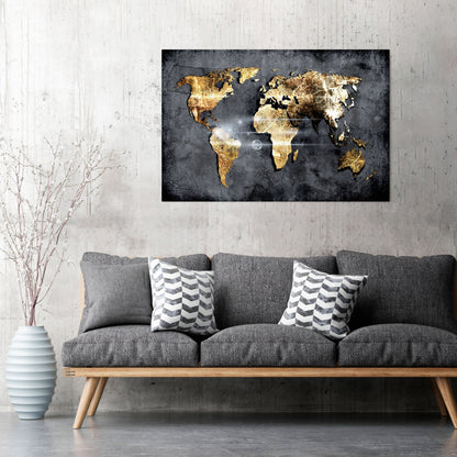 SHIMMERING EARTH MAP Stampa su tela orizzontale
