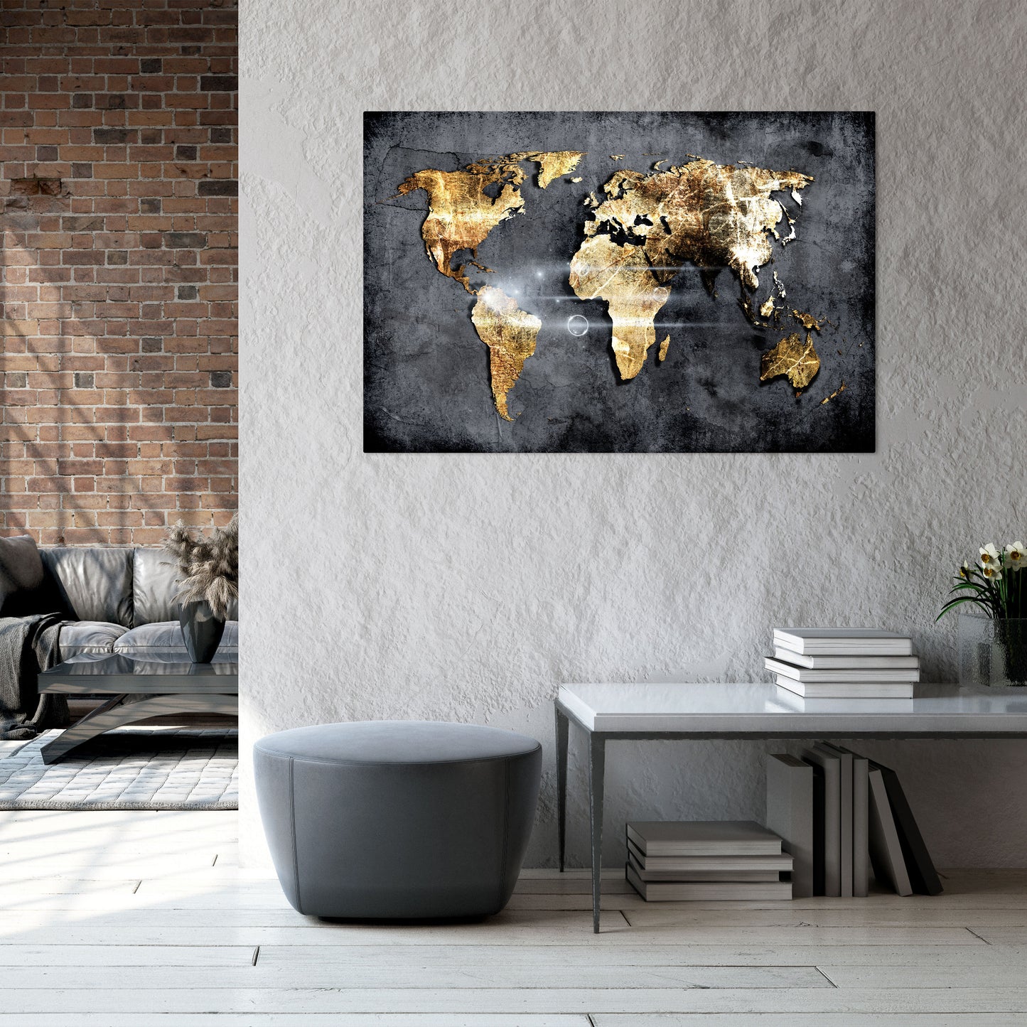 SHIMMERING EARTH MAP Stampa su tela orizzontale