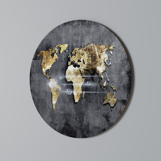 MAPPA DELLA TERRA LUCENTE - Arte murale rotonda