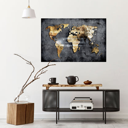 Poster orizzontale staccabile e attaccabile della mappa della Terra scintillante