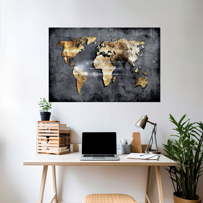 Poster orizzontale staccabile e attaccabile della mappa della Terra scintillante