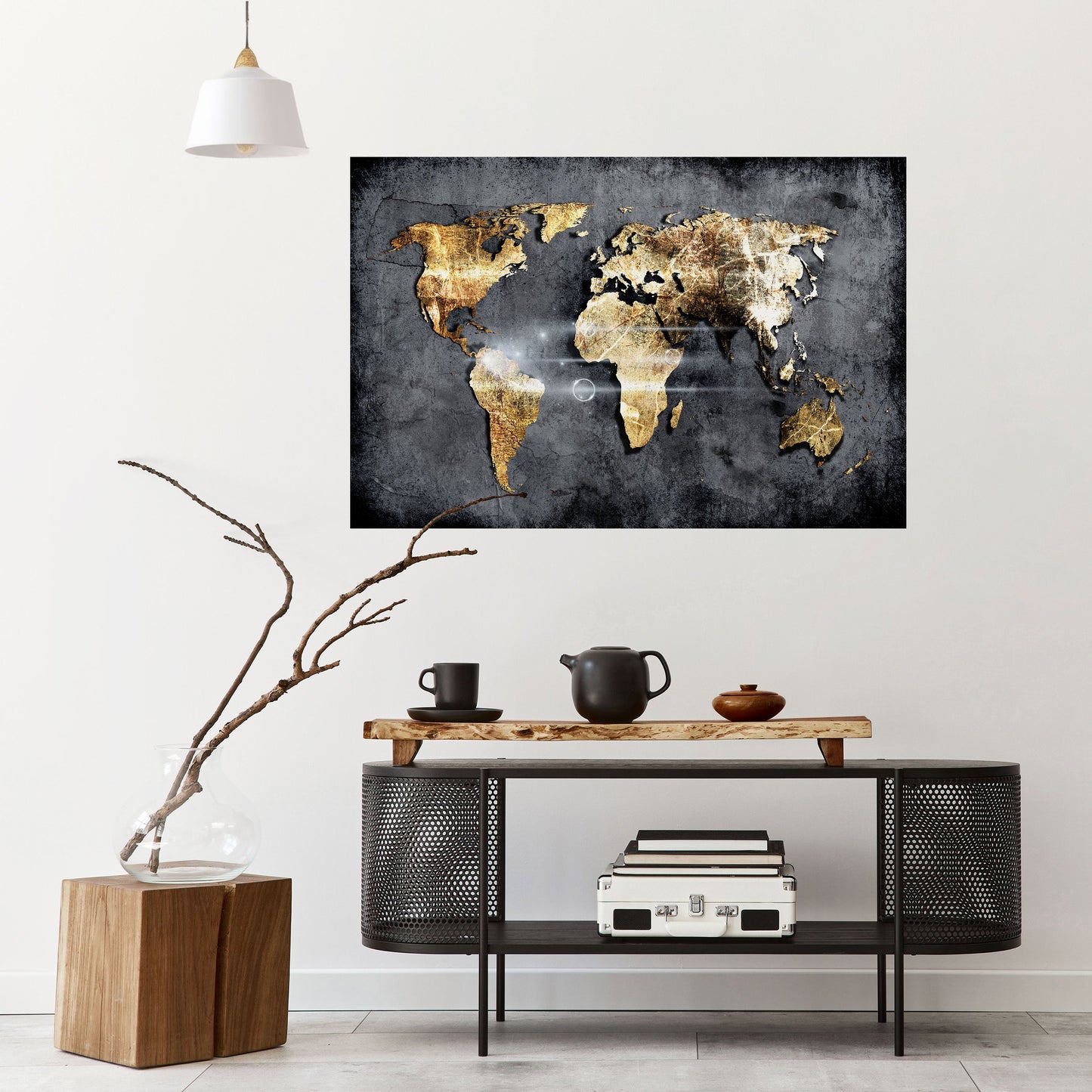 Poster orizzontale staccabile e attaccabile della mappa della Terra scintillante