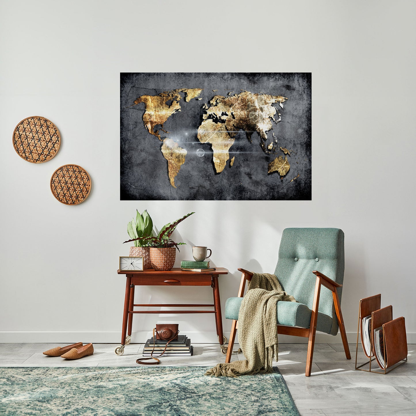 Poster orizzontale staccabile e attaccabile della mappa della Terra scintillante