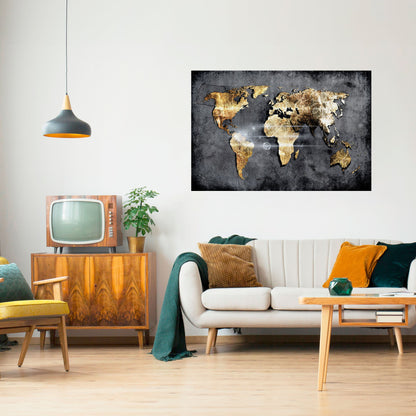 Poster orizzontale staccabile e attaccabile della mappa della Terra scintillante